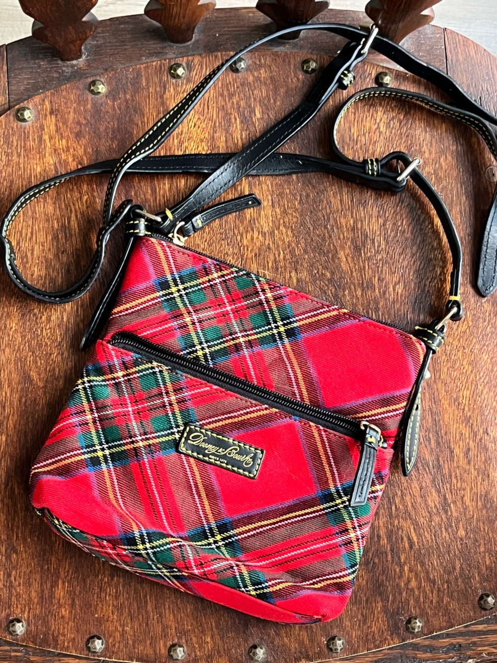 Dooney and Bourke red tartan plaid crossbody bag